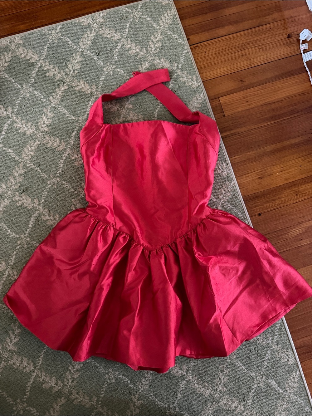 MARE halter top red satin party dress with bubble skirt
